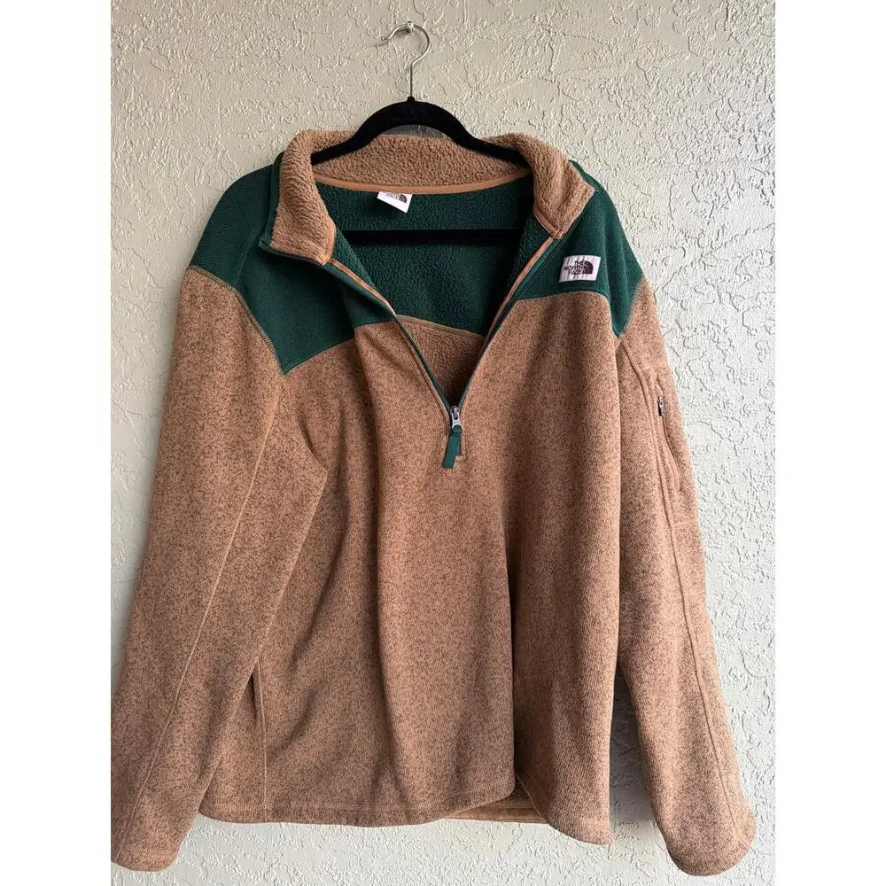 The North Face Men's TKA Glacier 1/4 Zip Fleece Jacket Large Khaki Night Green